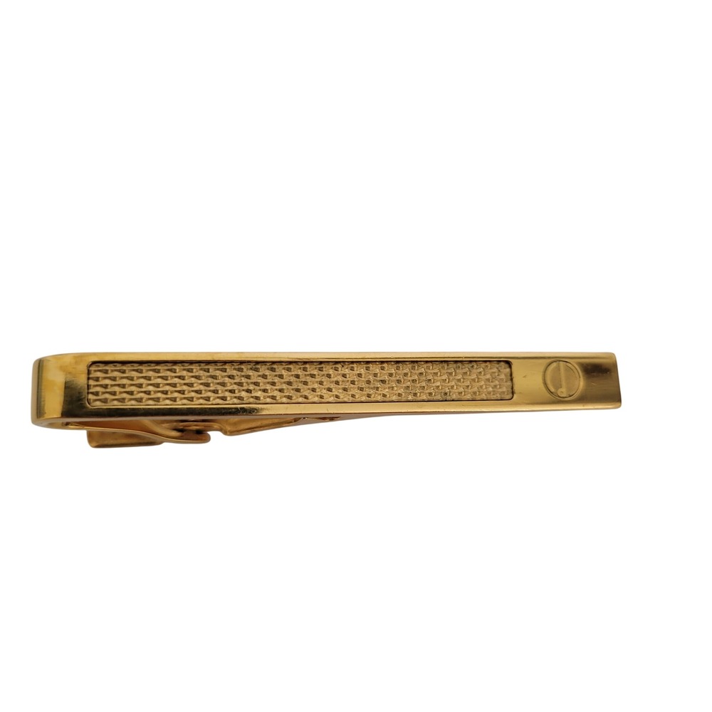 Dunhill Gold Tone Textured Tie Clip Mens Formal Accessory Logo Stamped